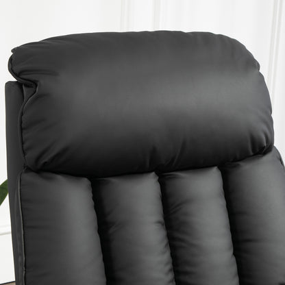 HOMCOM Elektrischer Aufstehsessel, Fernsehsessel, Sessel mit Aufstehhilfe, Liegefunktion, Kunstleder, 80 x 94 x 104 cm, Schwarz
