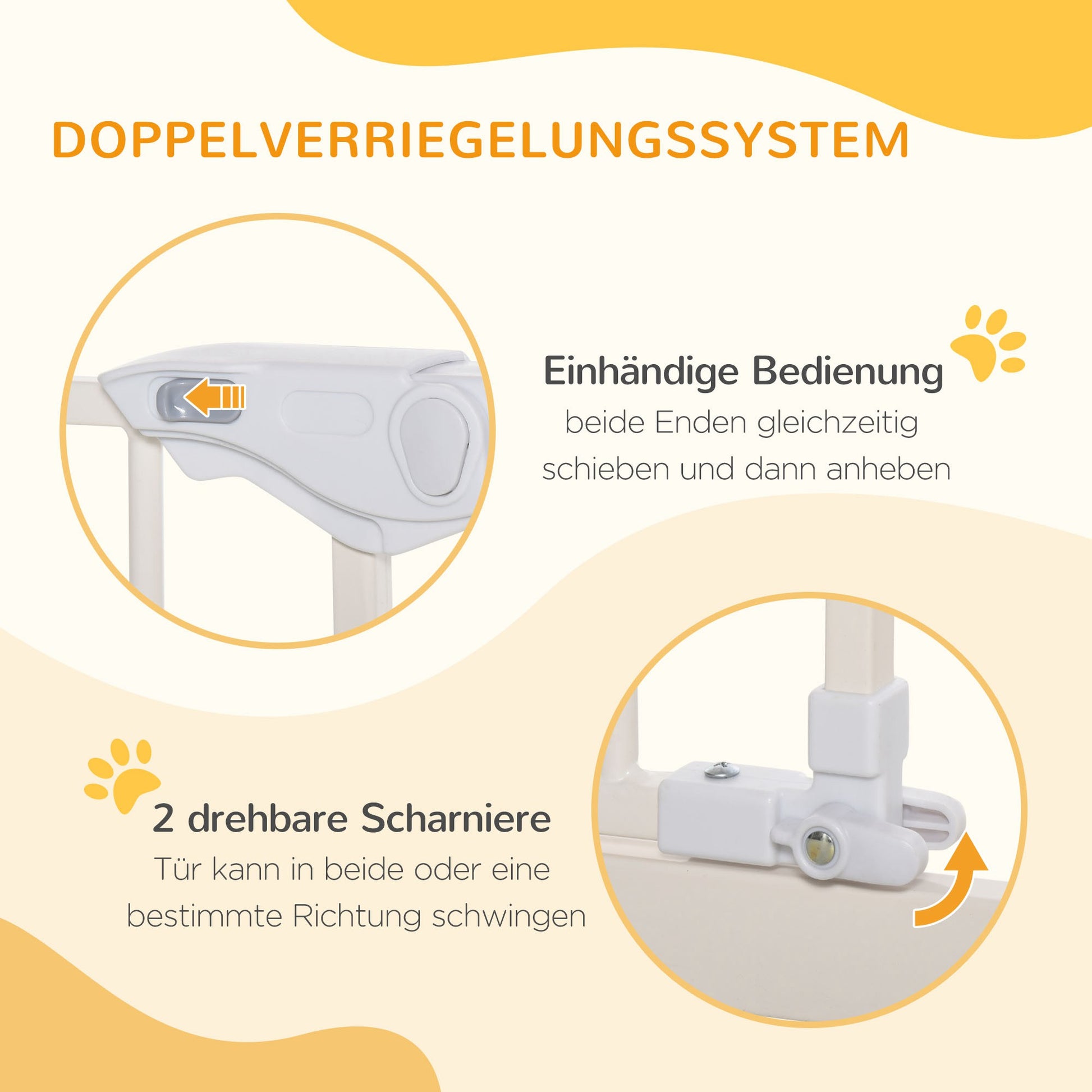 PawHut Absperrgitter für Hunde, extra hoch, Schließautomatik, Metallrahmen, 97,5 x 104,1 cm, Weiß