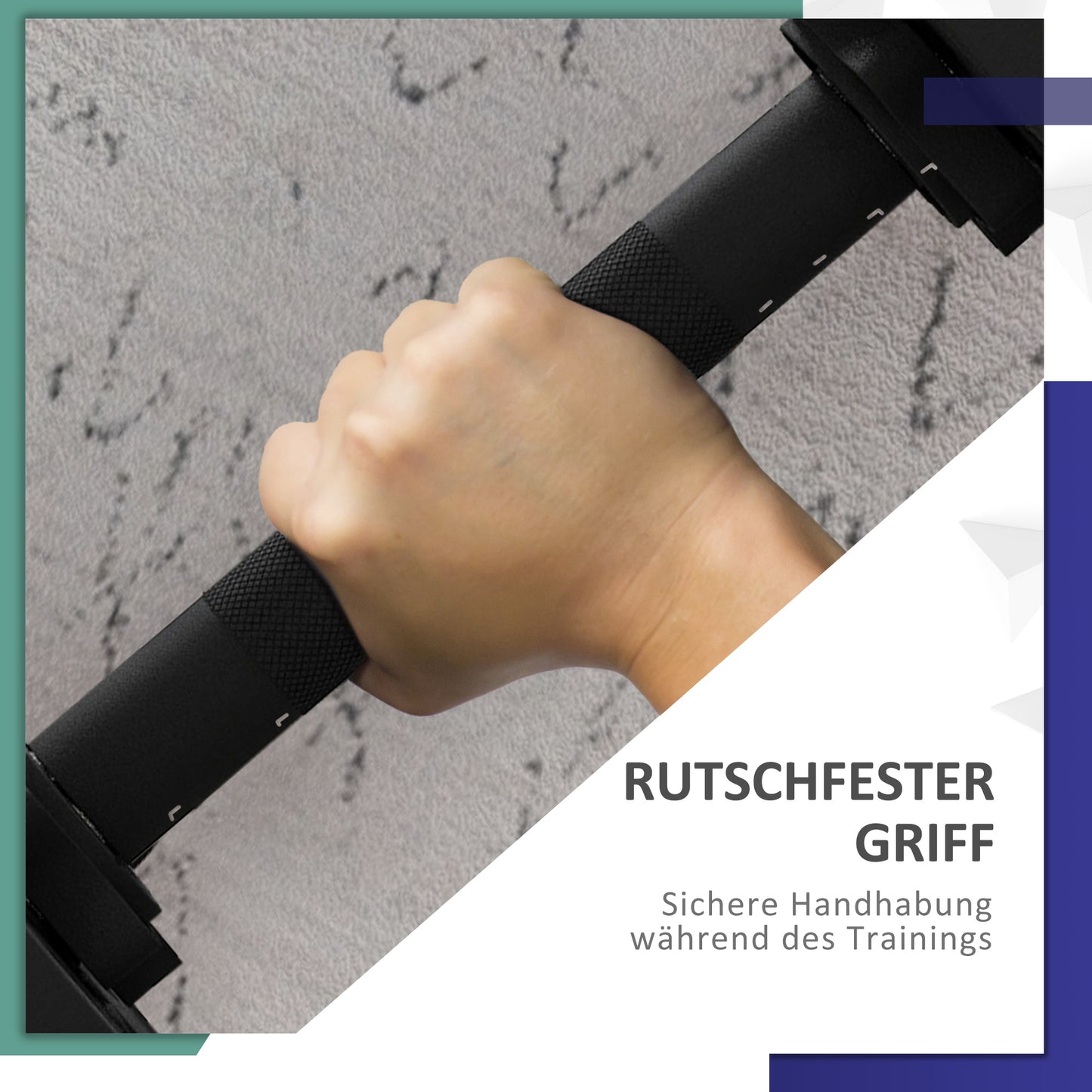 SPORTNOW 2-in-1 Hantel-Set, Lang- & Kurzhantel, 15 kg, rutschfest, bodenschonend, Schwarz/Grün