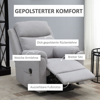 HOMCOM elektrischer Aufstehsessel Sessel mit Aufstehhilfe für Senior Relaxsessel TV Sessel mit schlaffunktion und aufstehhilfe Fernsehsessel Liegefunktion Leinen-Touch Hellgrau 83 x 89 x 102 cm