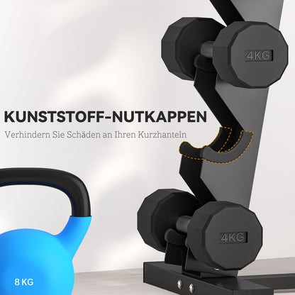 SPORTNOW Hantelständer für 10 Kurzhanteln, 5 Ebenen, stabiles Stahlgestell, bis 100 kg, schwarz, 66 x 35 x 33 cm