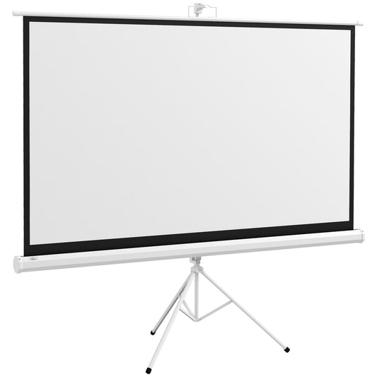 HOMCOM Beamer Leinwand mit Stativ 186 x 105 cm 84 Zoll 16:9 HD 4K Rollo-Leinwand