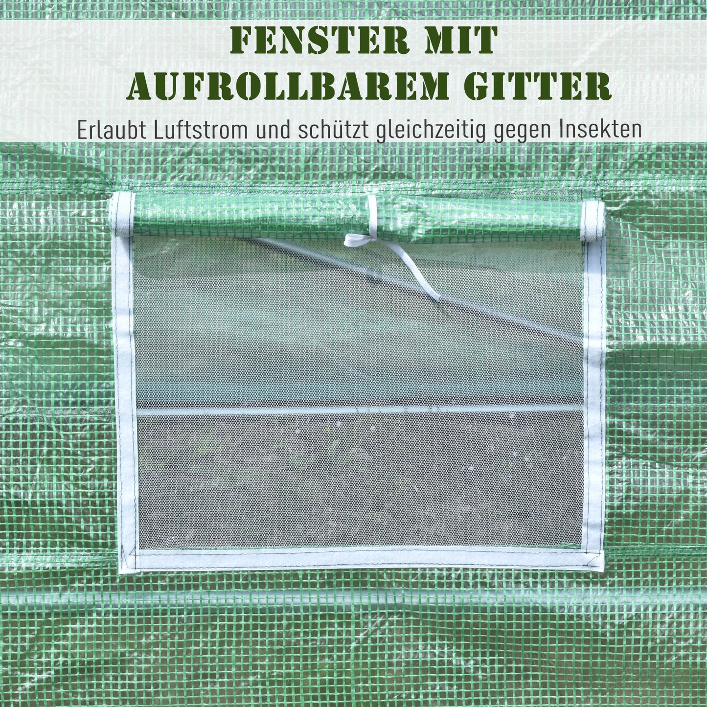 Outsunny Foliengewächshaus Tomatengewächshaus Treibhaus Folientunnel Frühbeet mit Fenster Grün 595 x 300 x 200 cm