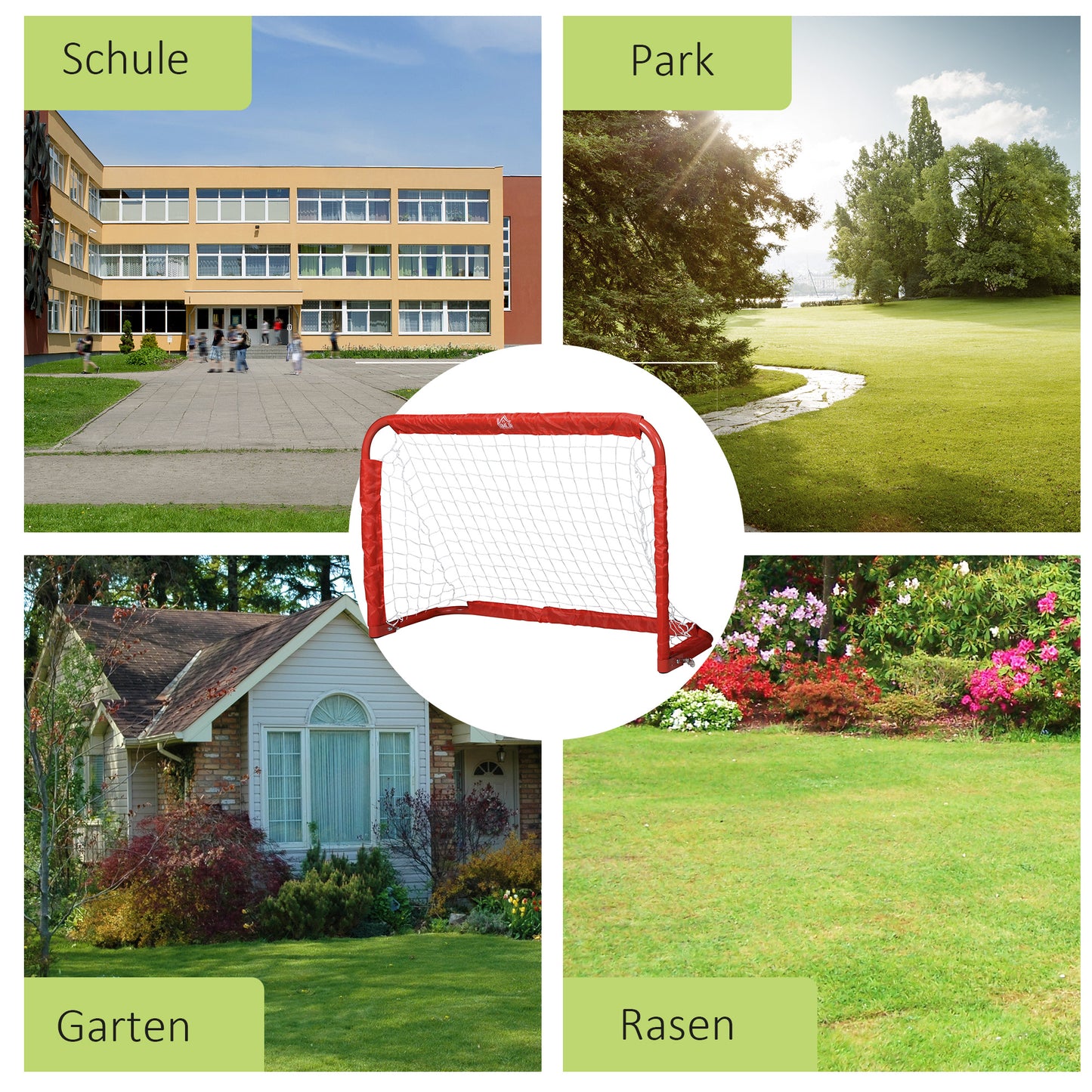 HOMCOM Fußballtor-Set, 2 klappbare Minitore, Metallrahmen, inkl. Werkzeug, 90 x 36 x 60 cm, Rot