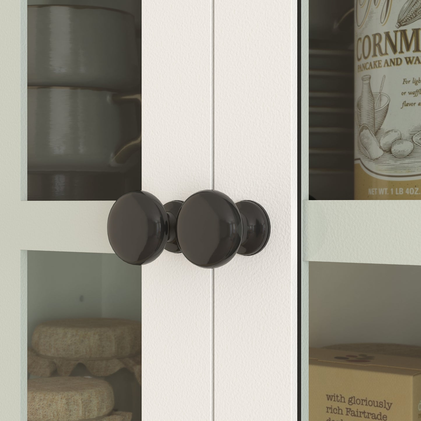 HOMCOM Küchenschrank mit Glastüren, 2 Schubladen, Geschirrschrank, Esszimmerschrank, Holz, 68 x 39,5 x 170 cm, Weiß