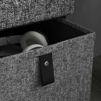 HOMCOM Gepolsterte Schuhbank, 6 Schuhfächer, MDF-Rahmen, Leinenoptik, Grau