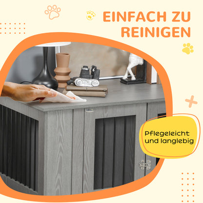 PawHut Hundekäfig Hundebox, 2 Türen, inkl. Verriegelung,116 cm x 60 cm x 87 cm, Grau