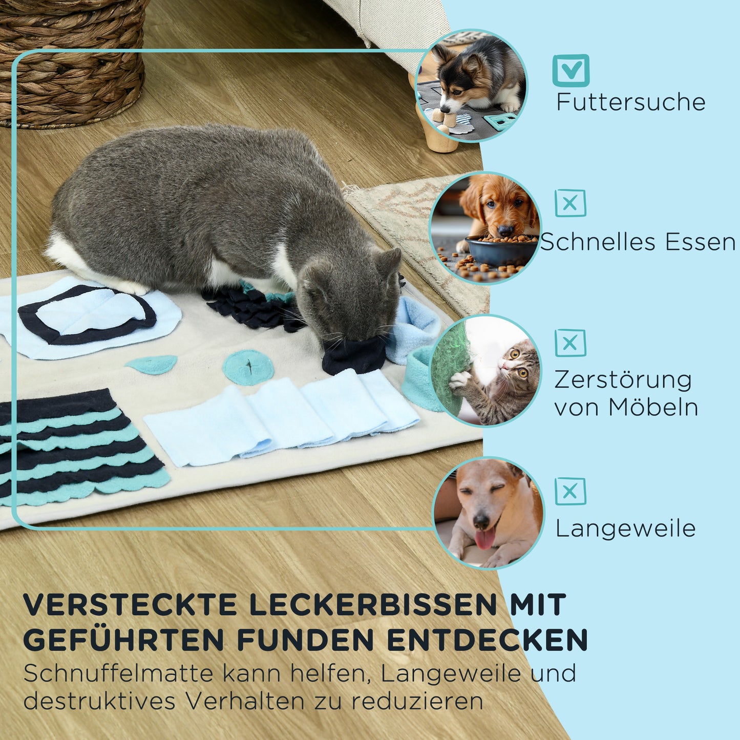 PawHut Hundedecke, komfortabelt, dekorativt element, 74x50x5cm, Mehrfarbig