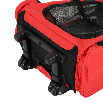 Pawhut Hundetransporttasche, Haustierrucksack, 2-in-1-Design, ausziehbarer Griff, Seitentaschen, Rot, 42 x 25 x 55cm