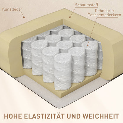 HOMCOM Massagesessel Elektrisch Relaxsessel Fernsehsessel Massagefunktion 5 Massage-Modi Liegefunktion Kunstleder Holz Metall Schaumstoff Cremeweiß 84 x 92 x 109 cm