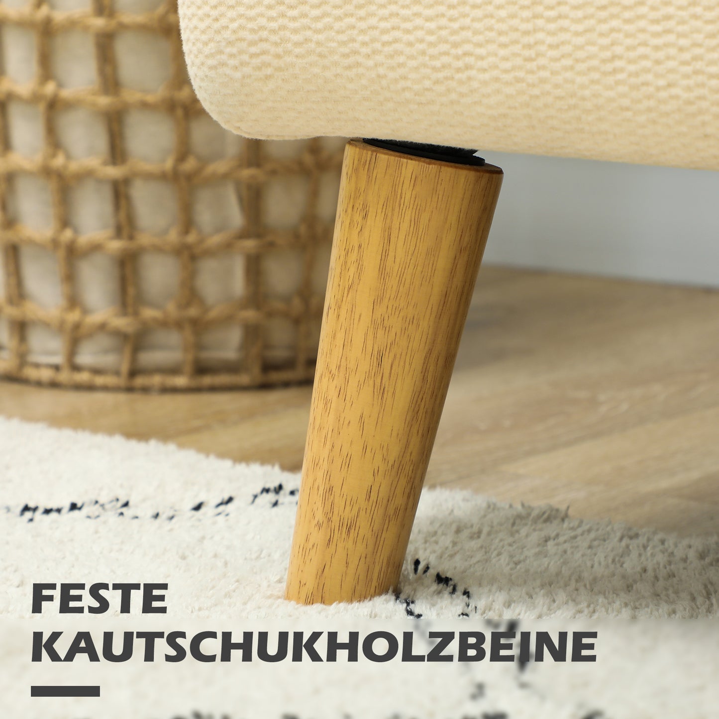 HOMCOM Zweisitzer-Sofa, kompakt, hautfreundlicher Bezug, bis 240 kg, 130x74x79 cm, Cremeweiß