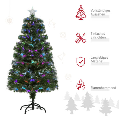 HOMCOM Weichnachtsbaum künslicher Weihnachtsbaum Christbaum, LED-Lichter, Sternspitze, 66 cm x 66 cm x 120 cm, Grün