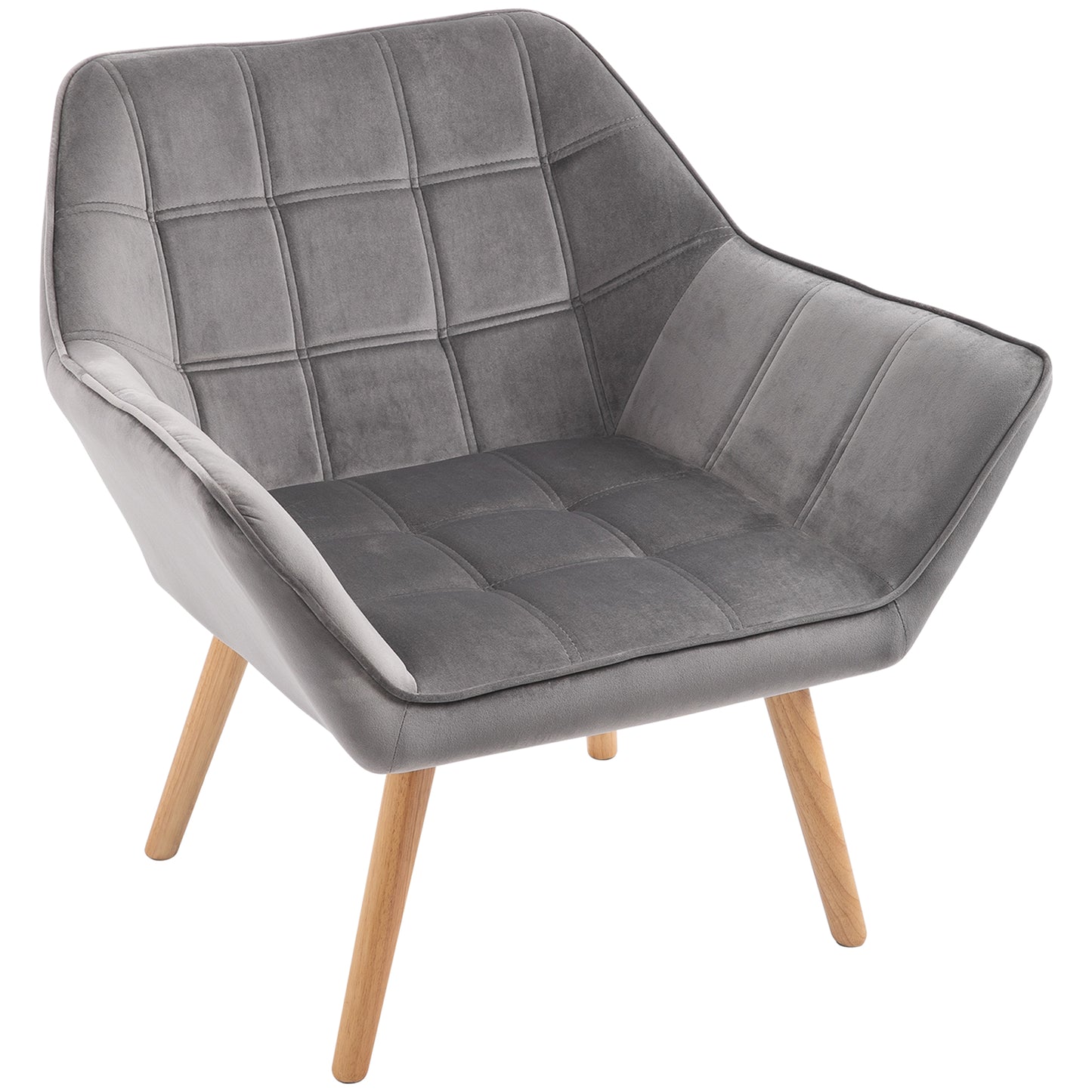 HOMCOM Relaxsessel Skandidesign Lesesessel Akzentsessel, Steppung, 67cm x 61,5cm x 71cm. Grau