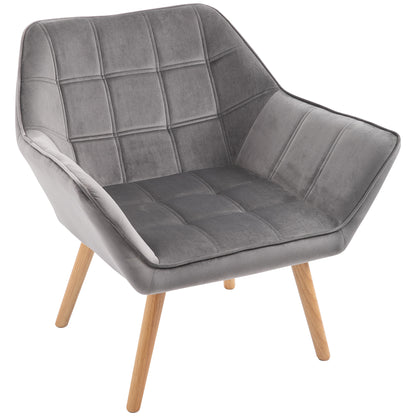 HOMCOM Relaxsessel Skandidesign Lesesessel Akzentsessel, Steppung, 67cm x 61,5cm x 71cm. Grau