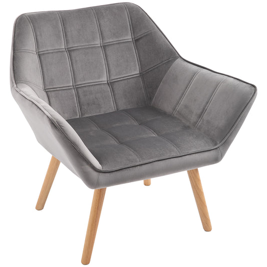 HOMCOM Relaxsessel Skandidesign Lesesessel Akzentsessel, Steppung, 67cm x 61,5cm x 71cm. Grau