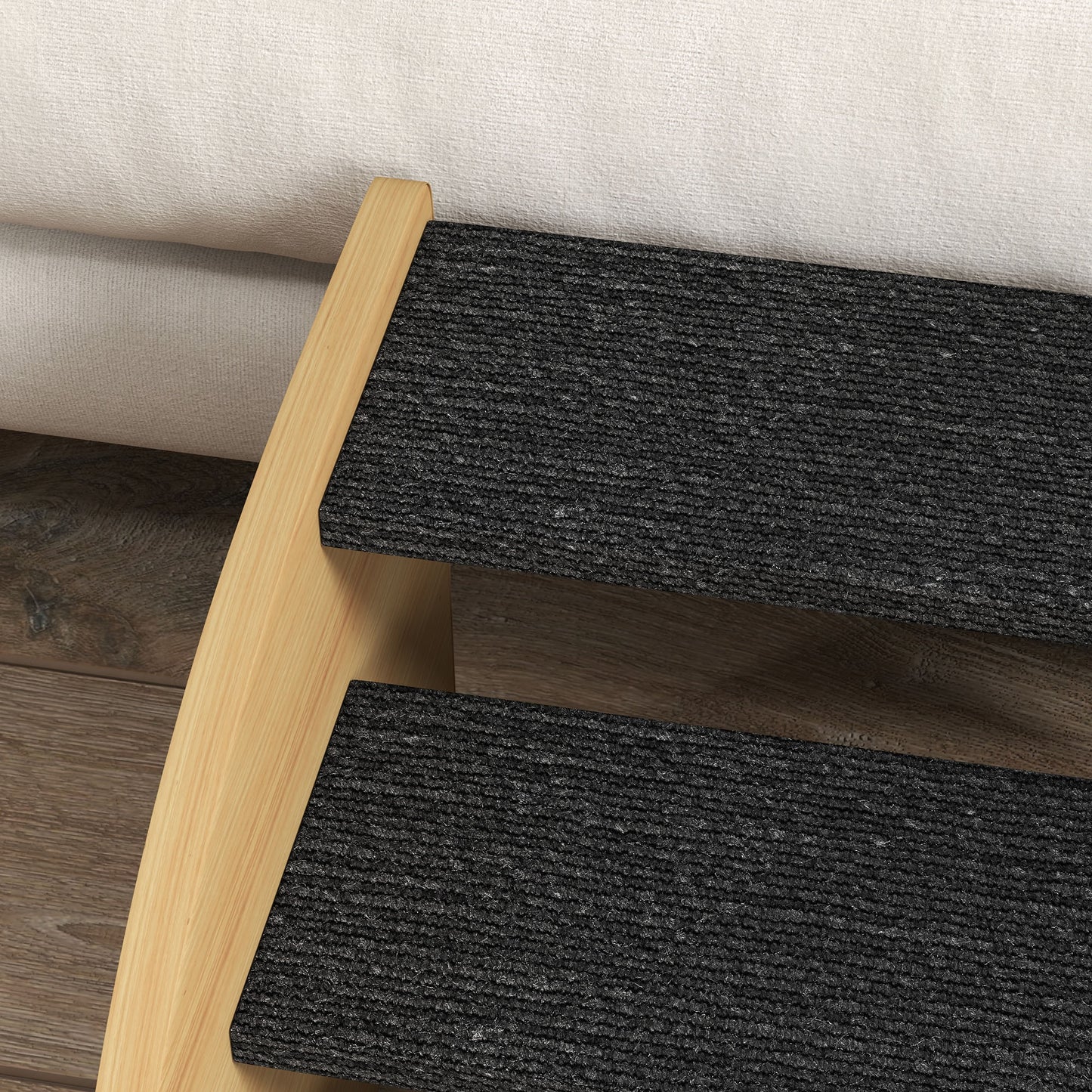 PawHut Haustiertreppe Hundetreppe, 3 Stufen, kleiner Hund, 38,5 cm x 38,5 cm x 30 cm, Eiche + Schwarz