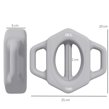 SPORTNOW 3-in-1 Multifunktionshantel, 6 kg, rutschfest, geruchsarm, Kunststoffmantel, Eisenkern, grau