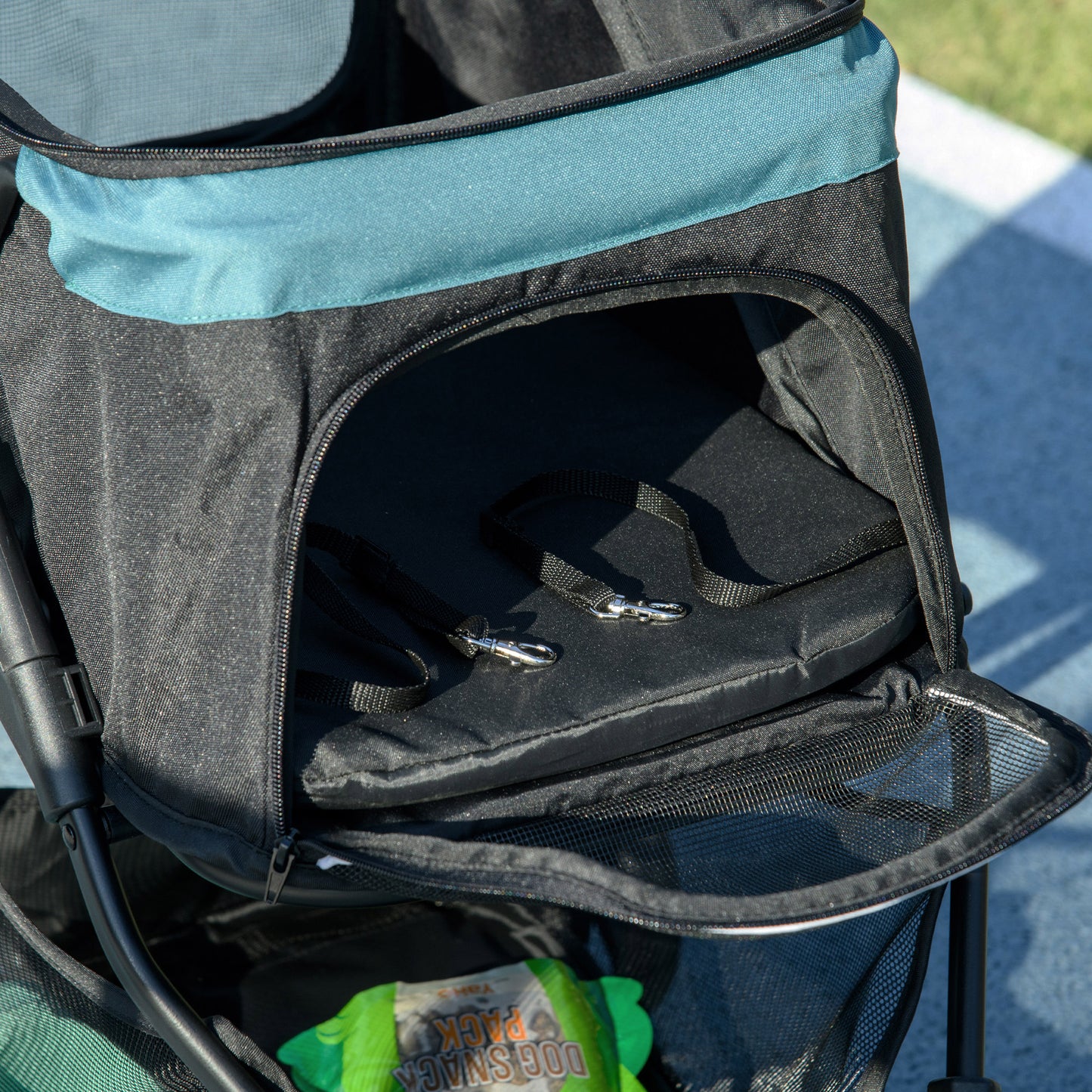 PawHut Haustierbuggy Hundebuggy bis 10kg klappbar Sicherheitsleine Handgriff Regenschutz Aufbewahrungskorb Blau + Schwarz