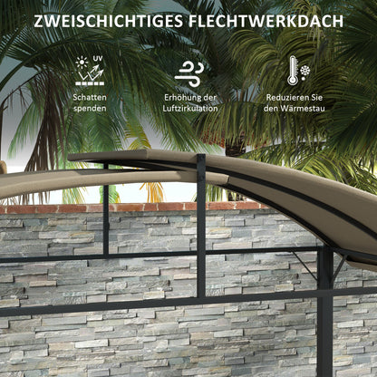 Outsunny Grillpavillon, 2 Seitenablagen, Haken, Stahlrahmen, 1,1 x 2,3m, Khaki