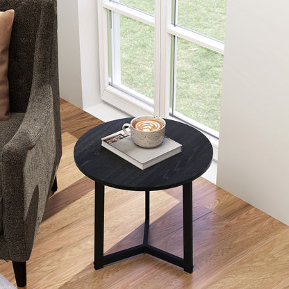 HOMCOM Moderner Couchtisch als 2er-Set, Metallrahmen, MDF, Rundes Design, ineinander verschiebbar, Schwarz