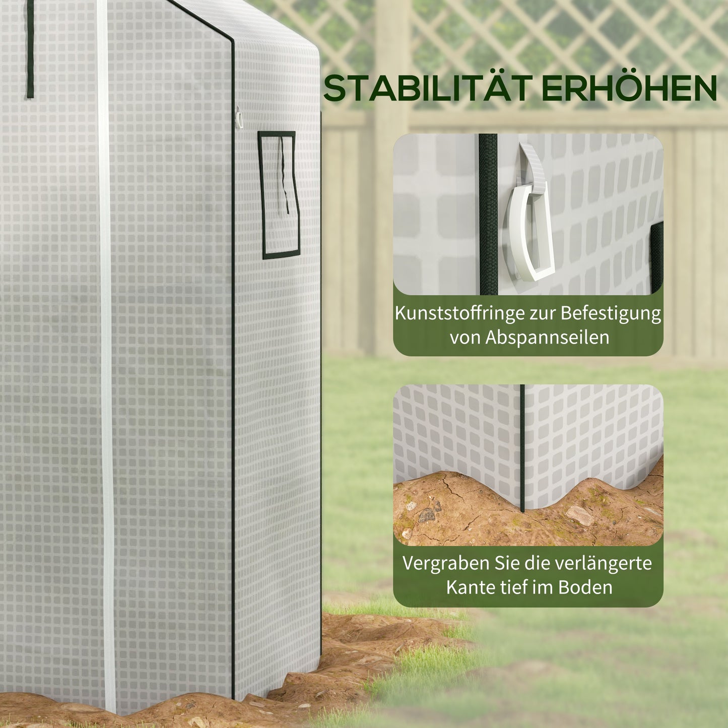 Outsunny Ersatzfolie für Gewächshaus, Ersatzabdeckung mit UV-Schutz, Rolltür, Seitenfenster, 140 x 73 x 190 cm, Weiß
