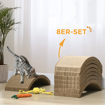 PawHut Kratzbrett-Set für Katzenlaufrad, belastbar bis 5kg, 55x25,5x3cm, Braun