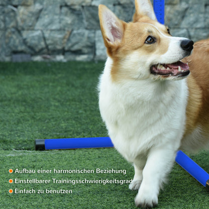 PawHut Agility Set Hunde 4-teiliges höhenverstellbar Agility-Ausrüstung Sprungstangen-Set Steckhürdenset med 4 Hürden Tragetasche Koordinationsträning Sprungstangen-Set för Spiele Training