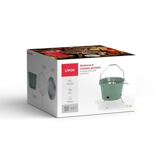 Portable charcoal barbecue - Livoo - DOC327V - Green - Lightweight - Foldable - Easy to clean