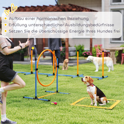PawHut Agility Set Hunde 7-teilig Agility-Ausrüstung für Hundetraining Steckhürdenset für Spiele Training