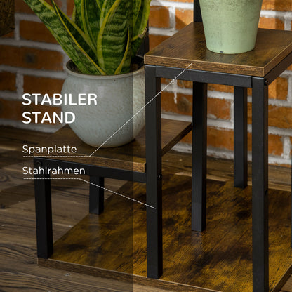 Outsunny Blumenständer mit 4 Ebenen, 40 cm x 40 cm x 81 cm, Braun