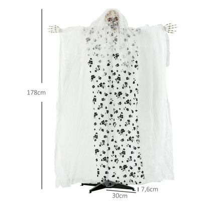 Outsunny Halloween-Dekoration Geisterbraut, Schreie &amp; Augenleuchten, bewegungsaktiviert, 170cm groß, Inomhus