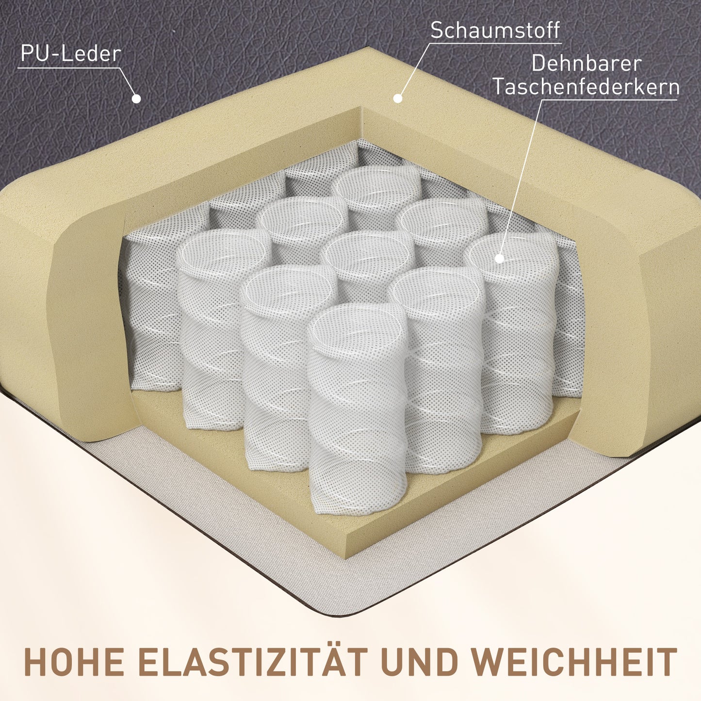 HOMCOM Massagesessel, Relaxsessel, Wippfunktion, 8 Vibrationspunkte, inkl. Fernbedienung, Braun