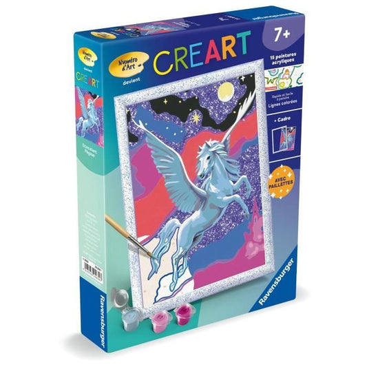 CreArt Kids 18x24cm Sparkling Pegasus, Paint by Numbers Kit, Art Numbers, Ages 7+, 25830, Ravensburger