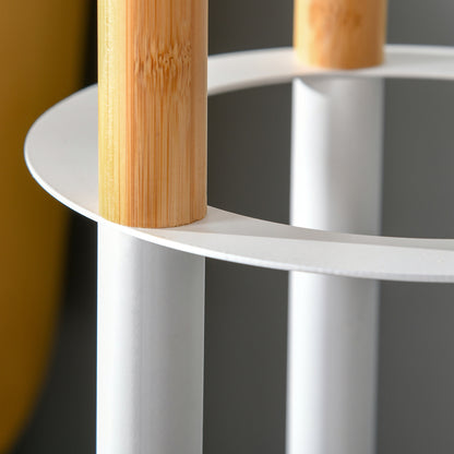 HOMCOM Garderobenständer, Kleiderständer mit 12 Haken und Schirmständer, Garderobe in Baumform, moderner Jackenständer für Kleidung, Hut, Tasche, für Wohnzimmer, Schlafzimmer, Bambus, Natur+Weiß