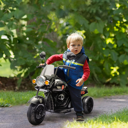 AIYAPLAY Elektro-Kindermotorrad, 3-5 km/h, Chopper, Licht & Musik, für Kinder 3-6 Jahre, Schwarz