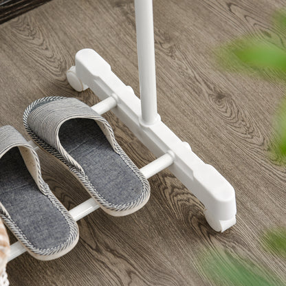 HOMCOM Rollbarer Garderobenständer, höhenverstellbar, mit unterer Ablage, 4 Räder, Weiß