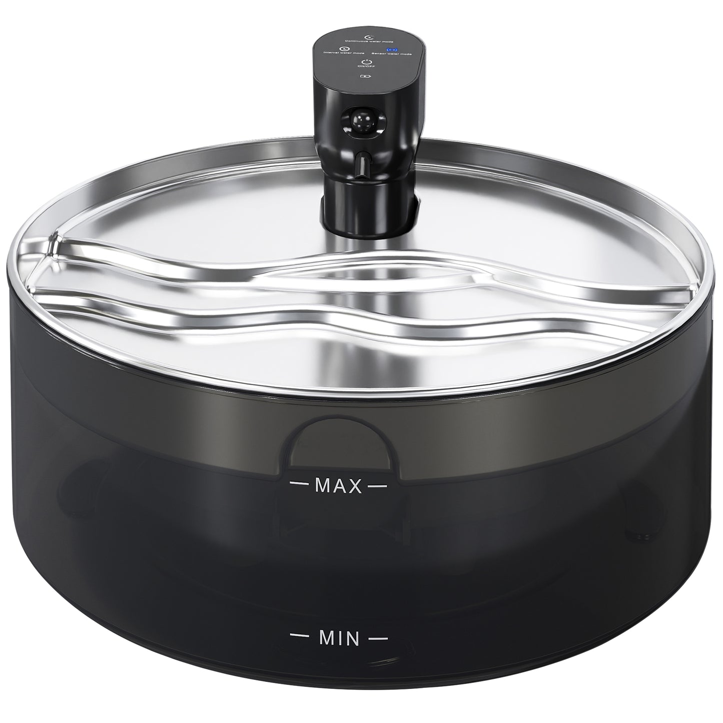 PawHut Katzenbrunnen 7L Trinkbrunnen für Katzen mit leiser Pumpe LED Aktivkohlefilter Edelstahl 30,6 x 30,6 x 17,2 cm