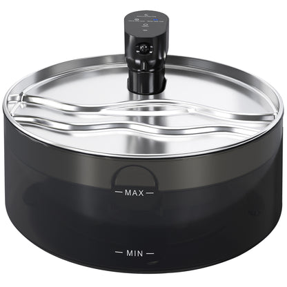 PawHut Katzenbrunnen 7L Trinkbrunnen für Katzen mit leiser Pumpe LED Aktivkohlefilter Edelstahl 30,6 x 30,6 x 17,2 cm