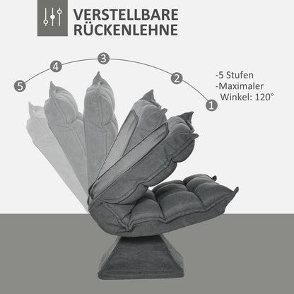 HOMCOM Relaxsessel Lesesessel, drehbar, Leinenoptik, 62 cm x 70 cm x 95 cm, Grau