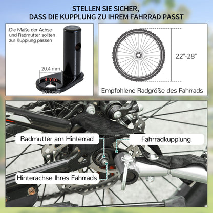 HOMCOM Fahrradanhänger Klappbar Lastenanhänger mit Kupplung,Transportwagen bis 40 kg belastbar, Transportanhänger Anhänger für Fahrrad Handwagen 140 x 88 x 60 cm