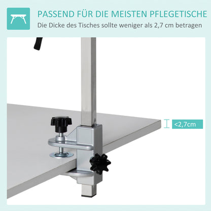 PawHut Haustierfrisiertisch Frisiertisch für Haustiere, höhenverstellbar, 36 x 8 x 74 cm, Silber