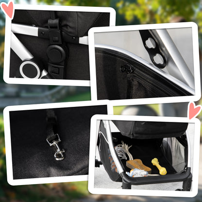 PawHut 2-IN-1 Hundebuggy Tragtasche bis 10kg Kissen klappbar 1 Aufbewahrungskorb 83 cm x 58 cm x 102 cm Schwarz