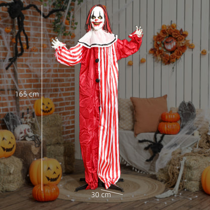 Outsunny 165 cm Halloween Dekoration Halloween Clown mit LED-Lichter, Soundfunktion Körper-Effekt