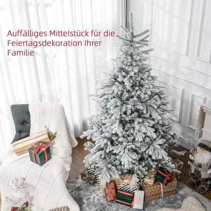HOMCOM Weihnachtsbaum 180 cm, mit Kunstschnee, flammhemmend, schneller Auf- und Abbau, Metallbasis