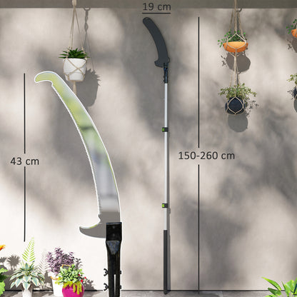 Outsunny Teleskop Astsäge 1,5–2,6m Baumschere mit Feststellvorrichtung, Teleskop-Griff Antihaftbeschichtet Klinge Schwarz