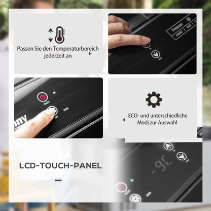 Outsunny Kühlbox Auto 50L mit LCD-Anzeige 2 Modi Kompressor Autokühlschrank mit Griffe Boot Camper Reisen 12/24V DC und 110-240V AC Grau+Schwarz