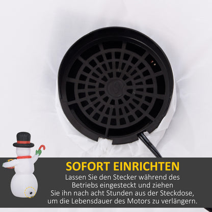 Outsunny 1,80 m Schneemann mit Zuckerstange & Geschenk, selbstaufblasbar, LEDs, wetterfest