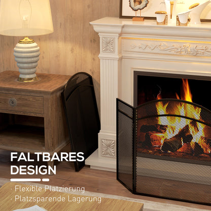 HOMCOM Funkenschutz für Kamine, eleganter Funkenfänger, faltbar, beschichtet, Schwarz, 96 x 60 cm