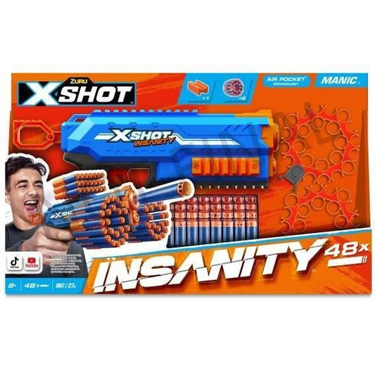 Dart Launcher - ZURU - X-SHOT Manic - 47-dart capacity - 30 m range - Compact and powerful
