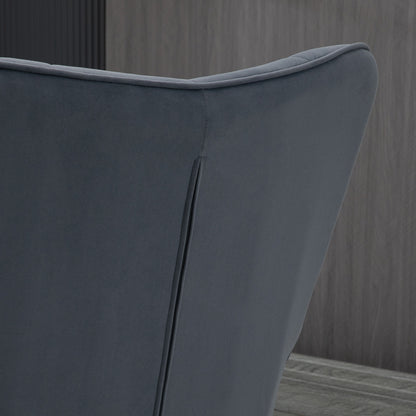 HOMCOM Sessel mit Ottomane, bis 120 kg. Knopfheftung, Dunkelgrau